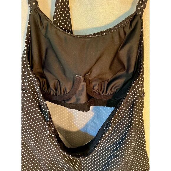 Land’s End Halter Tankini Top Bathing Suit Black White Polka Dot Women’s Size 8 - Picture 10 of 10